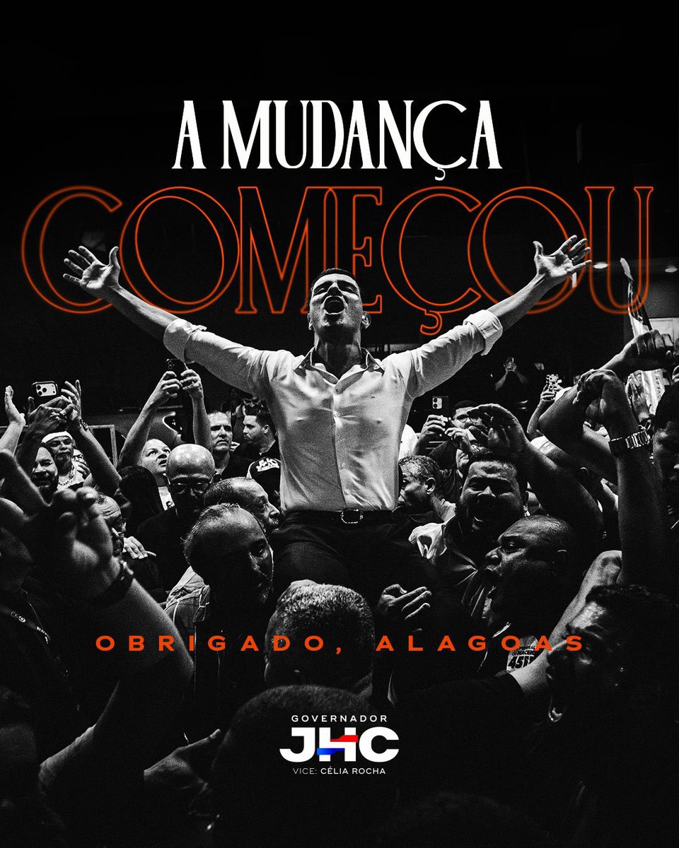 jhcdopovo's tweet photo. O povo venceu!

892.484 alagoanos disseram que chegou a hora da mudança. Gente que acreditou, que caminhou junto, que não soltou a nossa mão nem por um segundo.

Deus esteve à frente de cada passo e nos deu força para chegar até aqui. E o meu coração só tem gratidão por tanto carinho e confiança. Eu vou honrar cada voto que me foi dado!

Obrigado, meu Deus. 
Começa agora uma nova história para Alagoas.