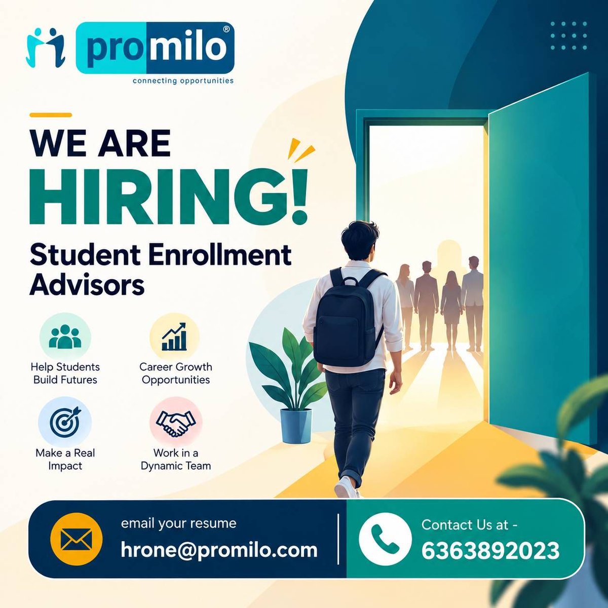 promilo's tweet photo. Connect. Guide. Create Impact. 🎓
Join as a Student Enrolment Advisor to help students find the right institution. Strong communication + student/academic network? We’d love to connect.
📩 hrone@promilo.com | 📞 6363892023
#StudentEnrolmentAdvisor #EducationJobs #ExtraIncome https://t.co/VXVLTp42Ob