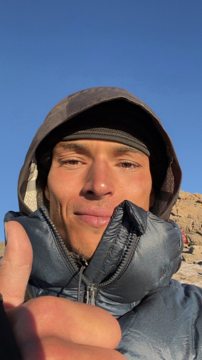 Mar3lg's tweet photo. Climed the biggest mountain in Africa. 

Toughest challenge I’ve ever done for sure, but very grateful I did it. 

Lost 15 pounds and just found out I’ve had bronchitis the past two months so probably shouldn’t have did it but still made it in 5 days. 

I’m on one. https://t.co/wPWpisnphj