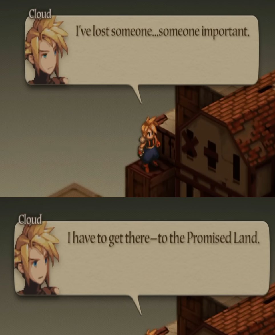 Fenrithial's tweet photo. An ANSWER that Cloud ultimately arrives at as an individual, huh? And we're told Revelation is only 1 ending with ''all the foreshadowing we planted revealed''? Everything leads to this? With Kitase hoping ''Cloud and the others FINALLY find happiness'' in FF7R? Congrats, Cloud. https://t.co/GwBbxvfWJp