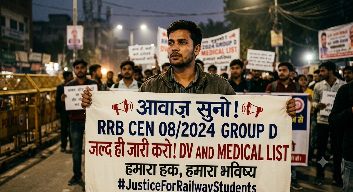 RajanSinghdhm's tweet photo. CEN08/2024 railway group d
👤 Release DV list 
👤 Schedule medical dates ,
👤 Issue Final joining timeline 
@Central_Railway
@RailMinIndia
@AshwiniVaishnaw
@drmmumbaicr 
@GM_CRly 
 @RahulGandhi
@RYPofficial
@abhinaymaths
@Skjhaaofficial
#CEN082024_DV_RESULT_DO https://t.co/R2vaYGtwko