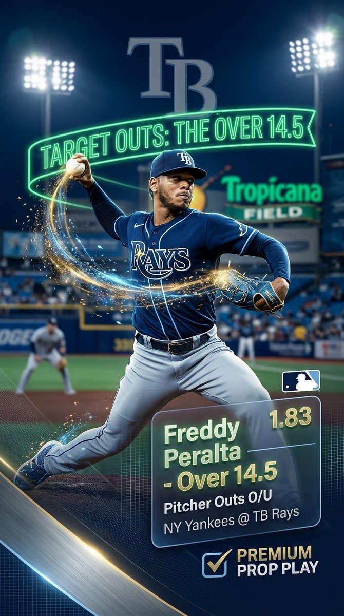 ch3ckpicks's tweet photo. ⚾️NY YANKEE-TB RAYS
💻MLB 🇺🇸
🎯 FREDDY PERALTA o 14.5 pitcher o/u
🧭 10/05/26
💰1.83
#GamblingX #mlb #freepicks #mlbplayoff #repbx #raysup #MLBProps #mlbdivisionseries @bet365_us https://t.co/EDlpBy8glP