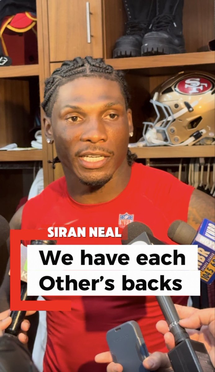 JimonBase's tweet photo. The 49ers are 4-0, and Siran Neal says the brotherhood inside the locker room is a big reason why.

Neal came up huge with a key fumble recovery and talked postgame about the team’s chemistry and always having each other’s backs. 💪🏈

#49ers #FTTB #NFL #niners https://t.co/dOfvCqVoaQ