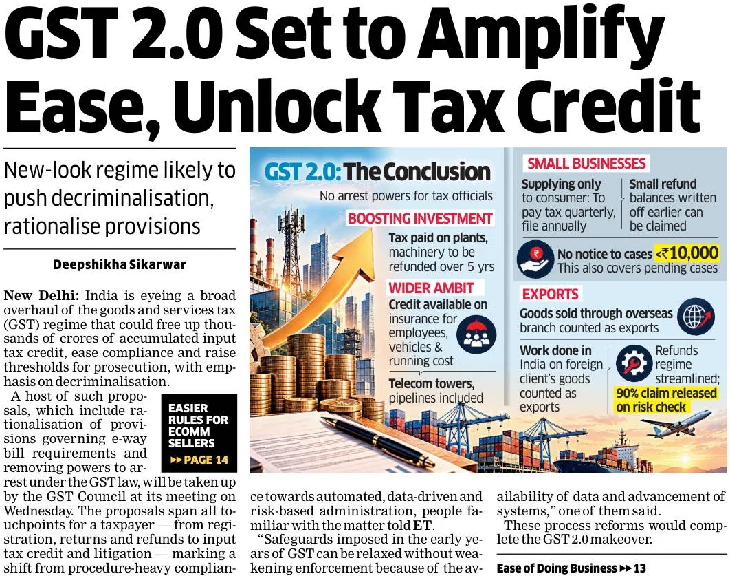 Taxology India on X: "The GST Council is considering a broad GST 2.0  overhaul focused on decriminalisation, easier compliance and automated,  risk based administration Key proposals: ➡️Remove GST arrest powers and  raise