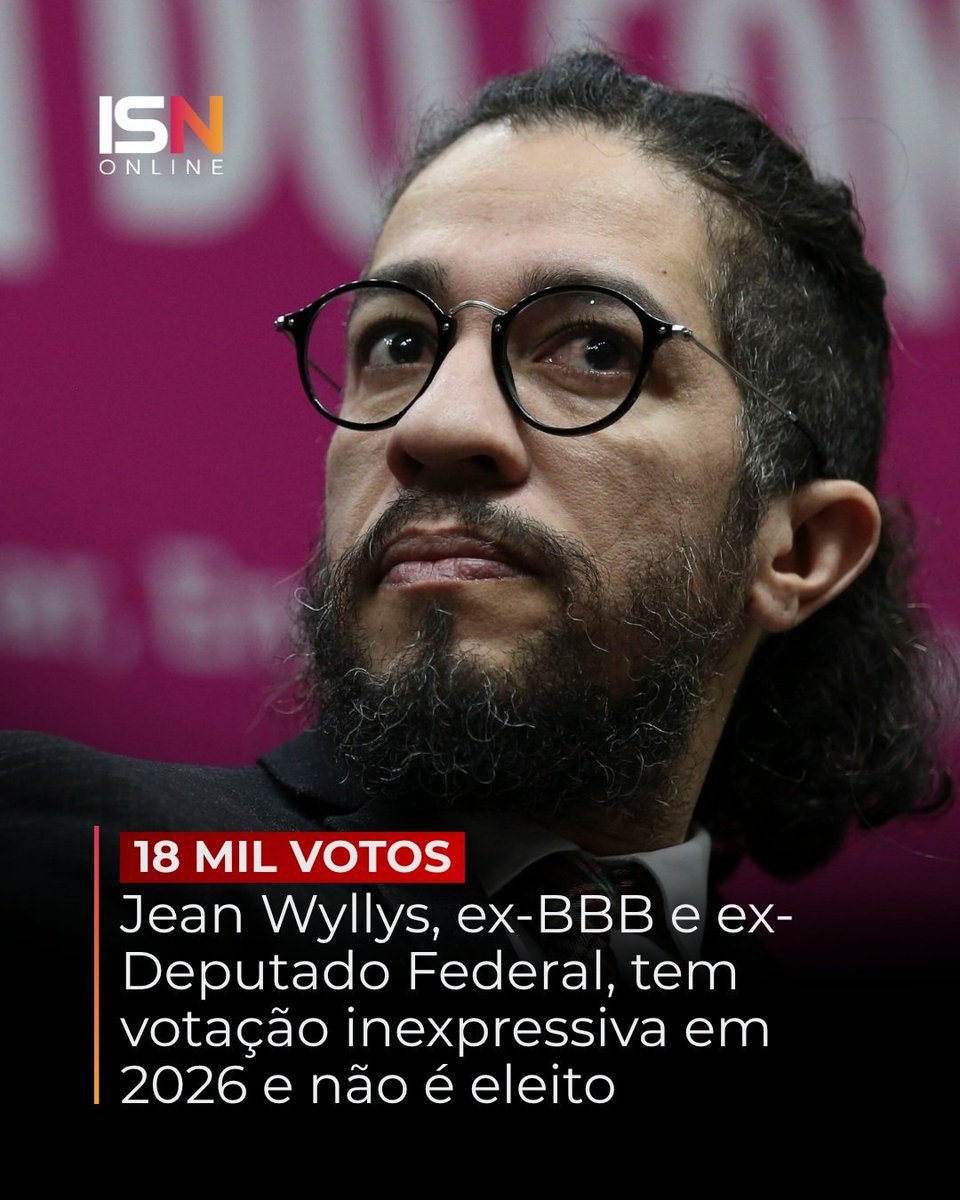 MachadoDarlon's tweet photo. Mais um que ficou de fora, o chegado do Adélio Bispo se fu*** 👉👌👎🥴
Jean Wyllys, ex-BBB e ex-deputado federal, teve uma votação inexpressiva nas eleições de 2026 e não conseguiu se eleger. Mesmo com mais de 18 milhões de votos em disputa, o resultado nas urnas ficou abaixo do necessário para garantir uma vaga. Acompanhe o ISN Online para mais notícias e atualizações sobre as eleições de 2026.