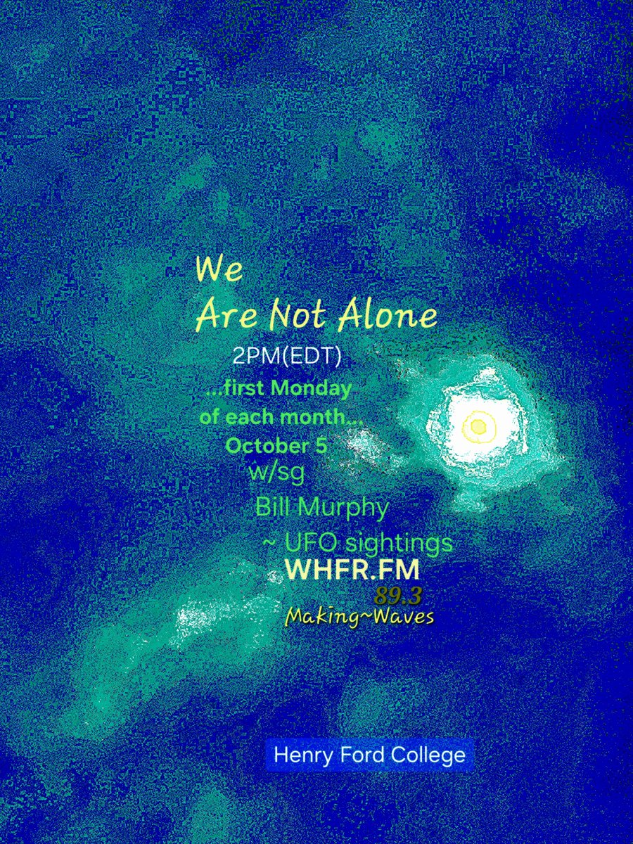 kittyluv88's tweet photo. https://t.co/xbyqerFogj
  Please join #whfrfmradio for "We Are Not Alone", at 2pm(EDT) on Monday, with host 
David Twichell on the October 5th prerecorded #noncommercial, Listener~supported 89.3FM #collegeradio broadcast Making~Waves from the campus of #HenryFordCollege, @hfcc. https://t.co/wPn0dGln8K