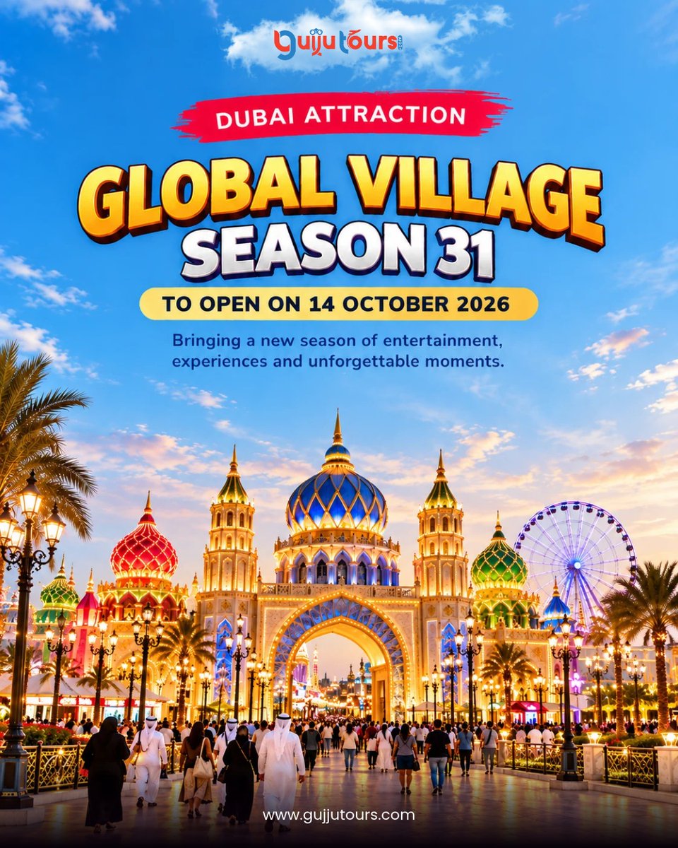 riyanfunky's tweet photo. Global Village Dubai returns for Season 31 on 14 October 2026. Explore cultures, shopping, dining, entertainment, and unforgettable moments in one destination. Add it to your Dubai itinerary. https://t.co/SRYrRHi86J