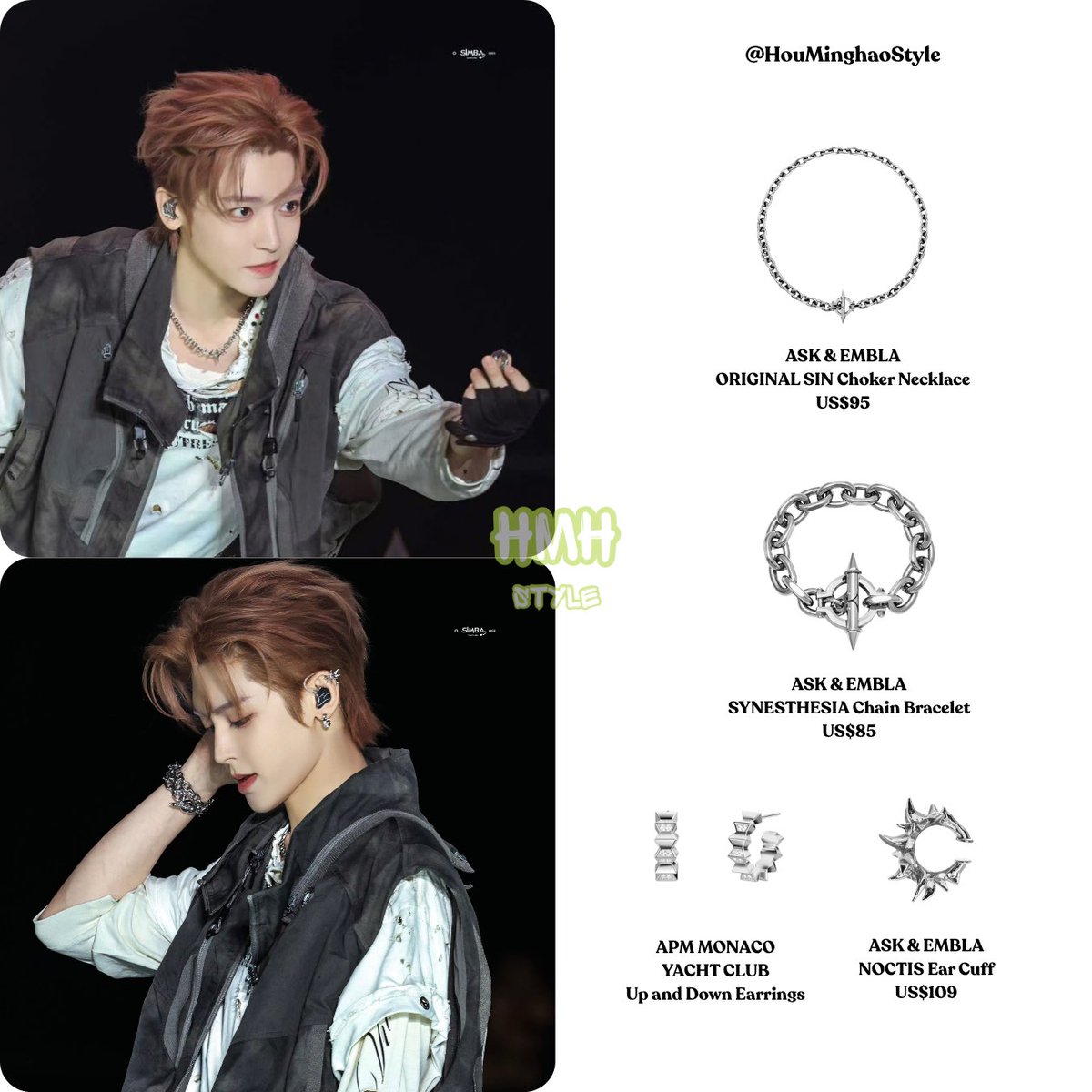 HouMinghaoStyle's tweet photo. 05.10.2026 | HMH JEWELRY 

Hou Minghao at Nanjing Finless Porpoise Music Festival 🐬💚

Outfit 1
I still can’t find the ring he used for fan service 🔍

#HouMinghao #侯明昊 #HMHStyle https://t.co/SadDzfrF7m
