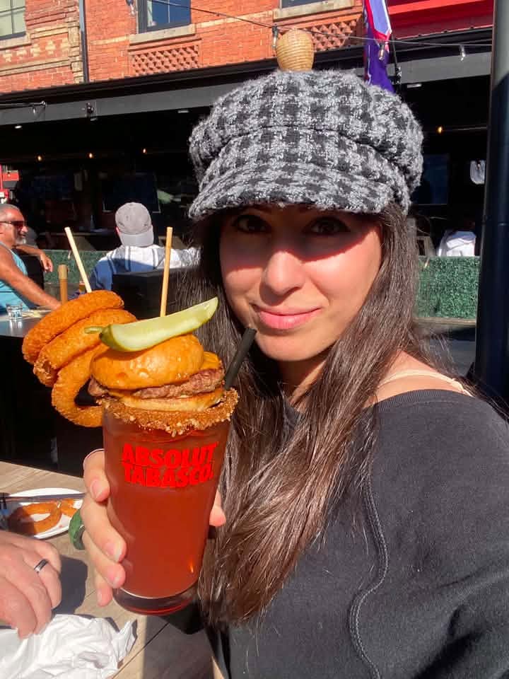 Lawsoninca's tweet photo. Vanessa with a pretty intense caesar today on the Score On Queen patio today! Oct 4 2026. #canadiancocktail https://t.co/yPapZNcLnz