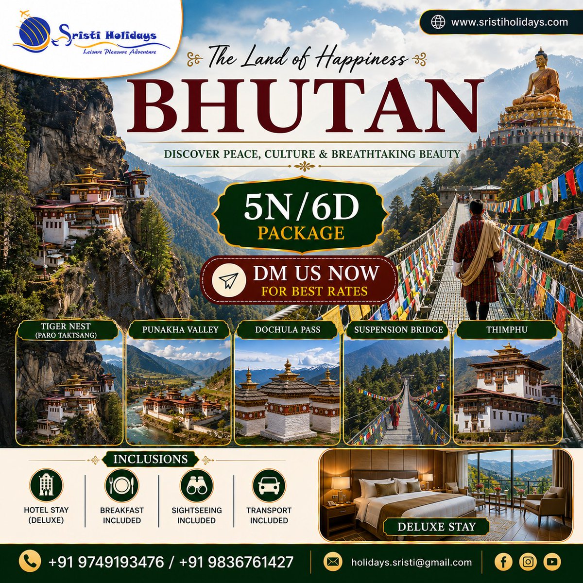 Trhuong3323's tweet photo. Bhutan: the land of happiness. Explore Paro Taktsang, Thimphu, Punakha Valley, Suspension Bridge, and Dochula Pass. Comfortable stays, breakfast, sightseeing, and transport included. DM for best rates. https://t.co/hVpwWDLXEr