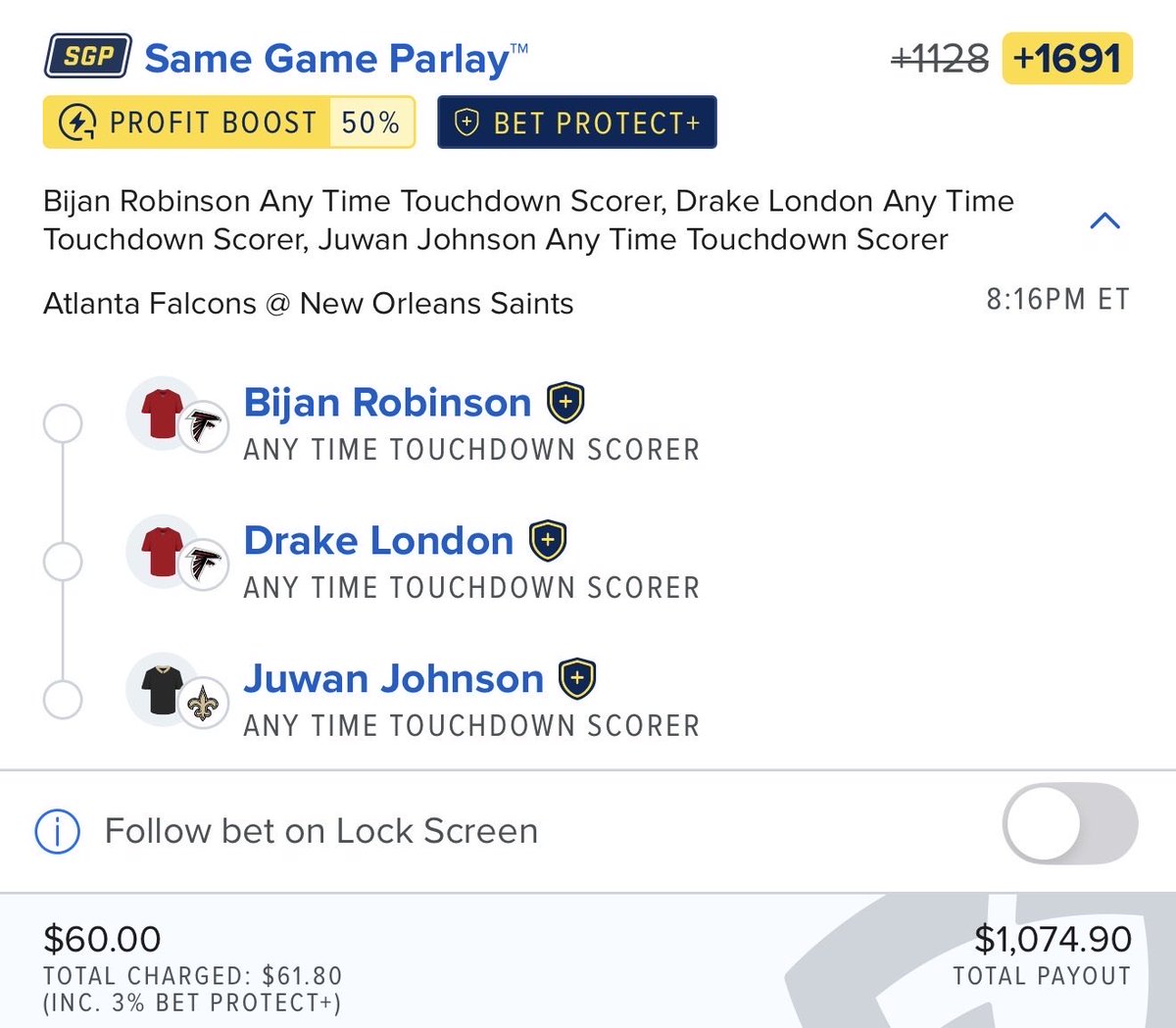 SmartPlaysDaily's tweet photo. 🏈 Monday Night Football • Anytime TD Parlay https://t.co/Tkwxyv56hM