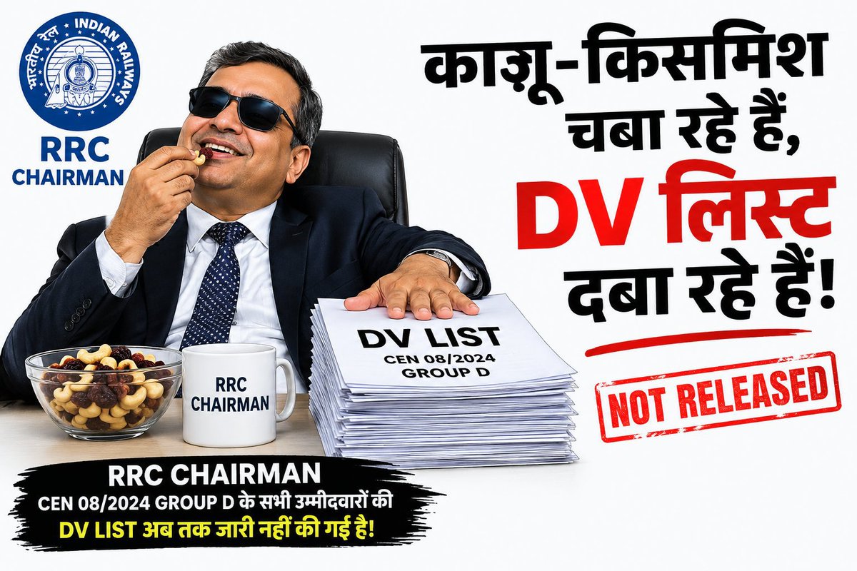 Mankesh79790628's tweet photo. सभी RRC चेयरमैन से अनुरोध है कि वे CEN 08/2024 रेलवे लेवल 1 के PET क्वालिफाइड उम्मीदवारों और CCAA की DV लिस्ट जल्द से जल्द जारी करें। 🙏
#GROUPD_CEN082024_DV_MEDICAL_RESULT_DO
@RailMinIndia @AshwiniVaishnaw https://t.co/DGoInr2d4F