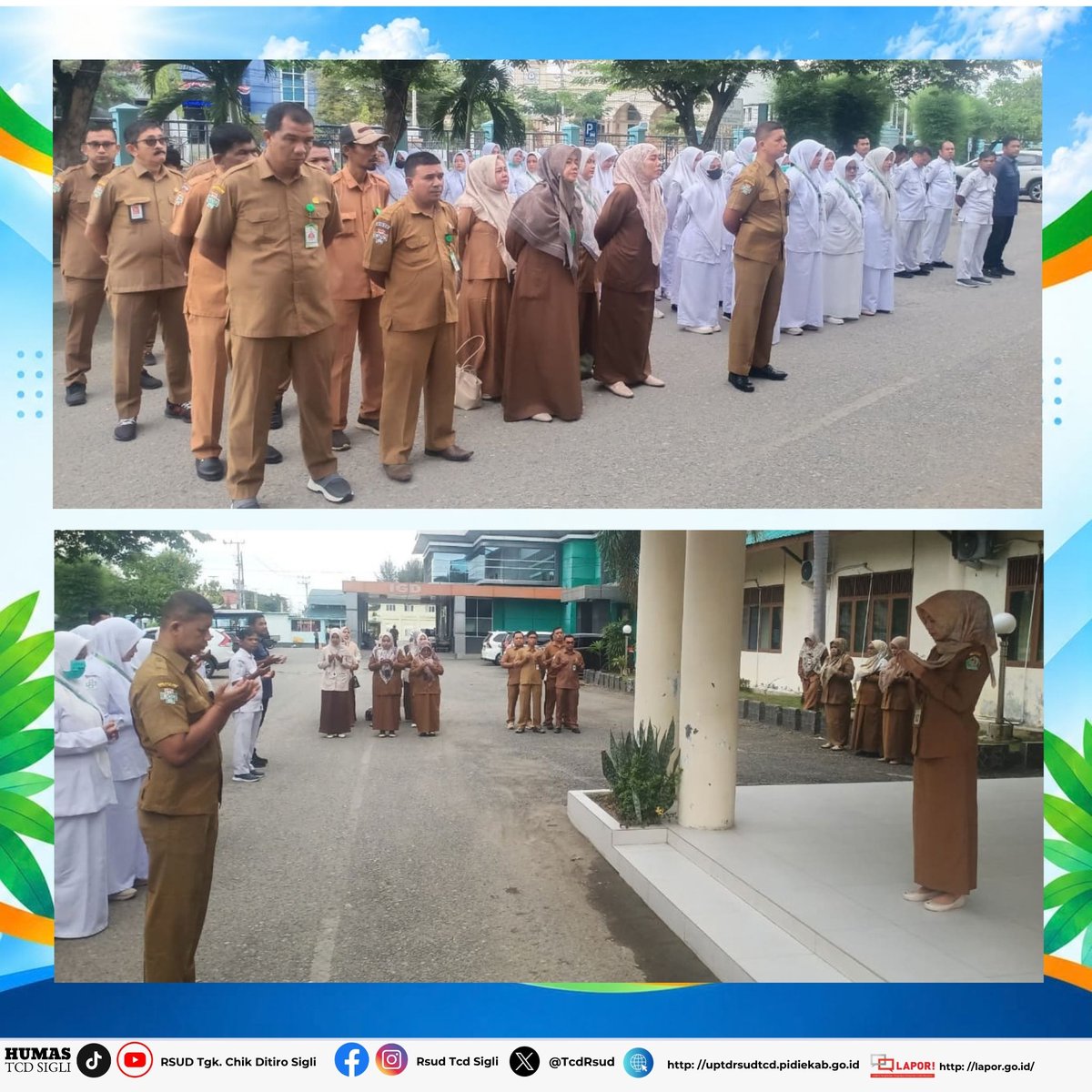 TcdRsud's tweet photo. APEL RUTIN SENIN

UPTD RSUD TGK. CHIK DITIRO SIGLI

📅 Senin, 05 Oktober 2026

Apel rutin Senin dipimpin oleh Kabag Umum UPTD RSUD Tgk. Chik Ditiro Sigli, Cut Sri Wahyuni, SKM., M.Kes. https://t.co/DKLIxUuo3B