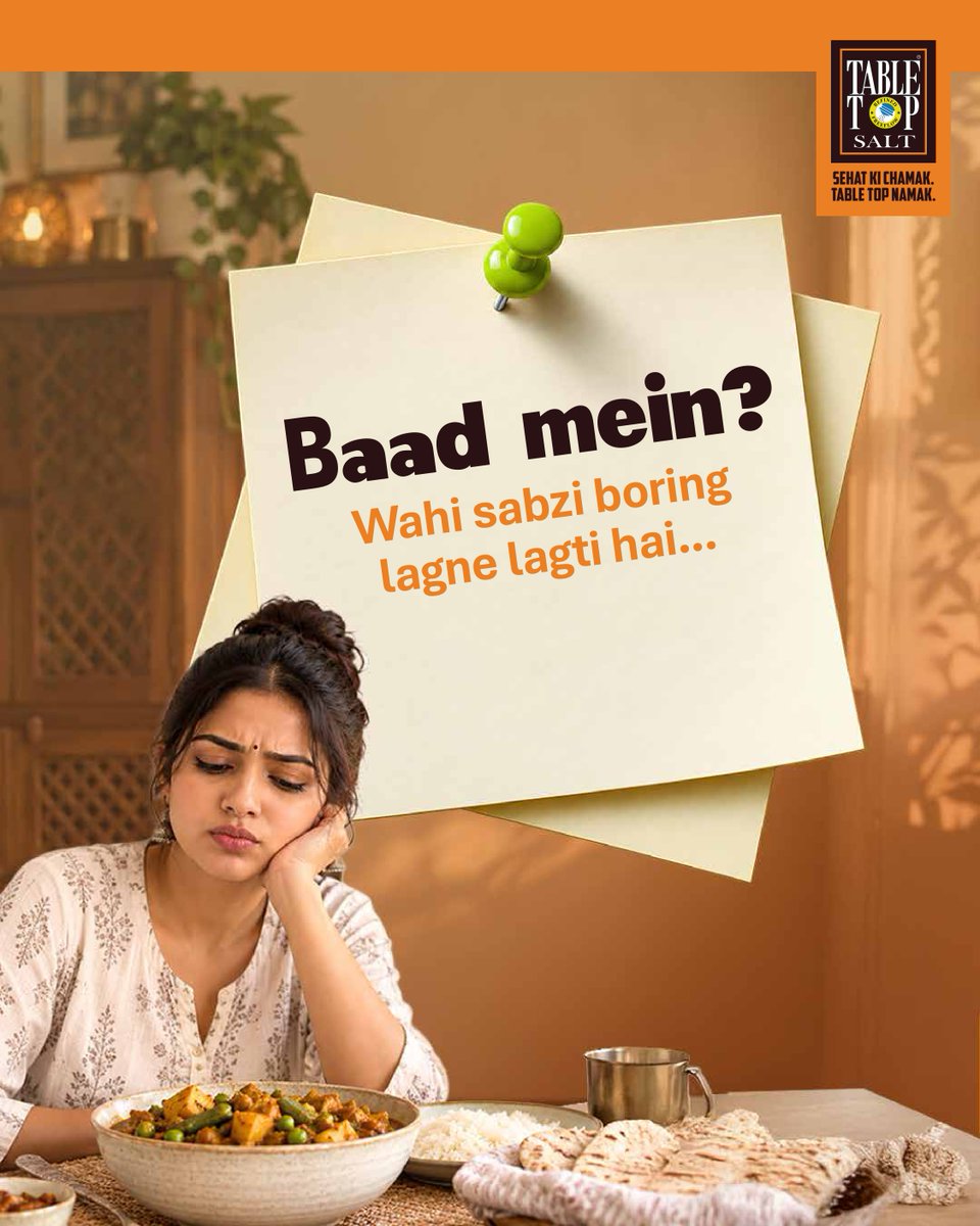 Toplinesalts's tweet photo. Some people say “Baad mein daal denge…” and then wonder why the flavour isn’t quite there.
Consider this your sign to get that pinch right!
#TableTopSalt #BaadMein #FlavourFirst #SehatKiChamak #TableTopNamak https://t.co/leaVhHYRy7