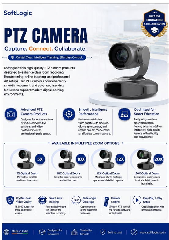 softlogicpune's tweet photo. Upgrade Your Meetings & Livestreams with Next-Gen PTZ Cameras! 📹✨
With Pan-Tilt-Zoom (PTZ) Cameras, you get:
🔹 Smooth Pan & Tilt
🔹 Powerful Optical Zoom
🔹 Smart Auto-Tracking https://t.co/YUHNS40gbH #VideoConferencing #AVSolutions #LiveStreaming #HybridWork #TechUpgrade https://t.co/v8082lu4pV