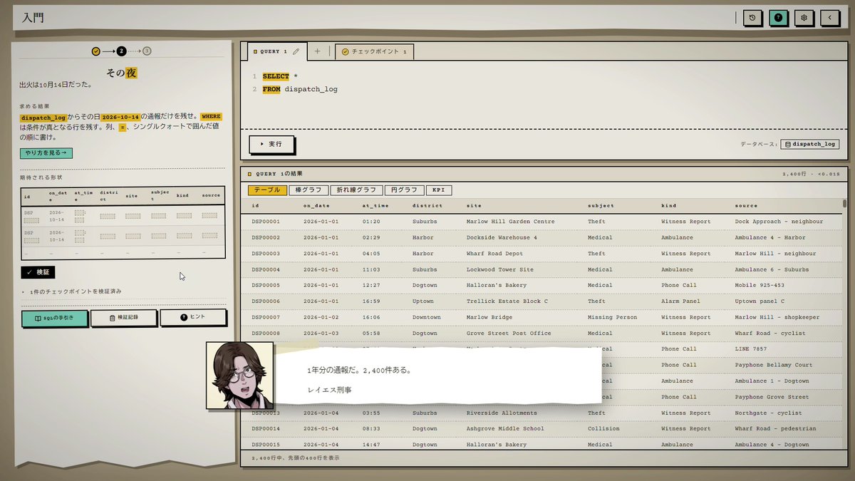 gamespark's tweet photo. SQLを学びつつ事件の謎を解いていく推理ADV『Ghost in the SQL Data』Steamにて10月29日に配信決定！日本語対応デモ版も配信中
https://t.co/OTQTV1OfHf https://t.co/R36PAjyu9v