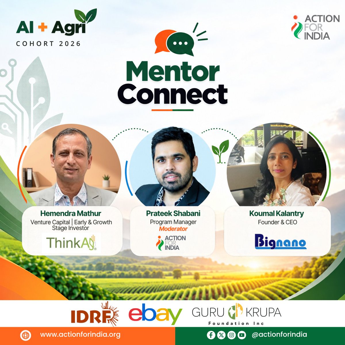 ActionForIndia's tweet photo. 🌱 Mentor Connect | AI + Agri Cohort 2026
#ActionForIndia #AIPlusAgri #MentorConnect #AgriTech #StartupMentorship #AgricultureInnovation #AIForAgriculture #SocialImpact #StartupIndia https://t.co/brvzGT2vob