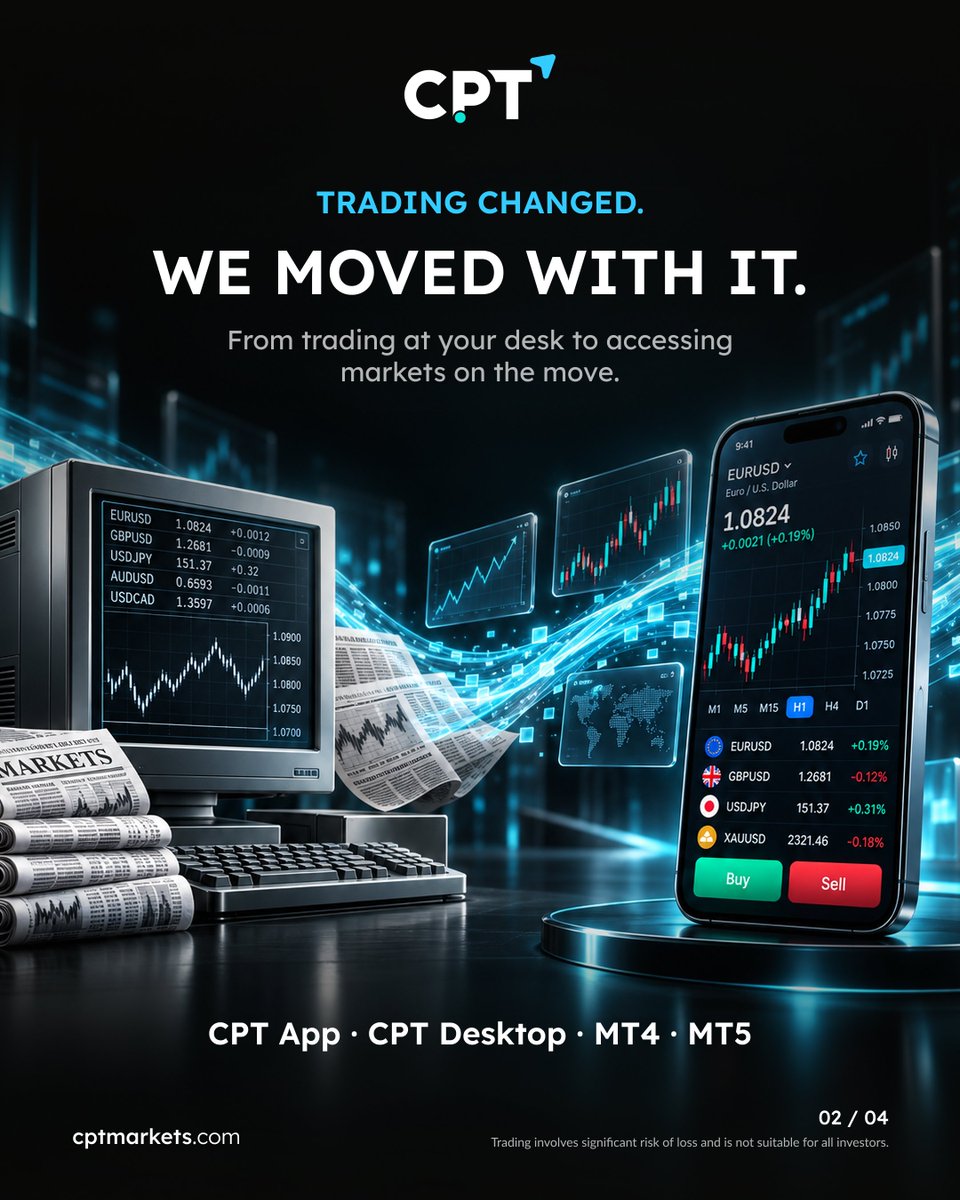 CPTMarkets_Intl's tweet photo. 2008 → 2026. Markets changed. So did we.

New technology. New platforms. New ways to access global markets.

18 years and more than 1 million clients later, we’re still moving.

On to what’s next. 🌍

#CPTMarkets #18Years #GlobalMarkets https://t.co/c25gppX9SB