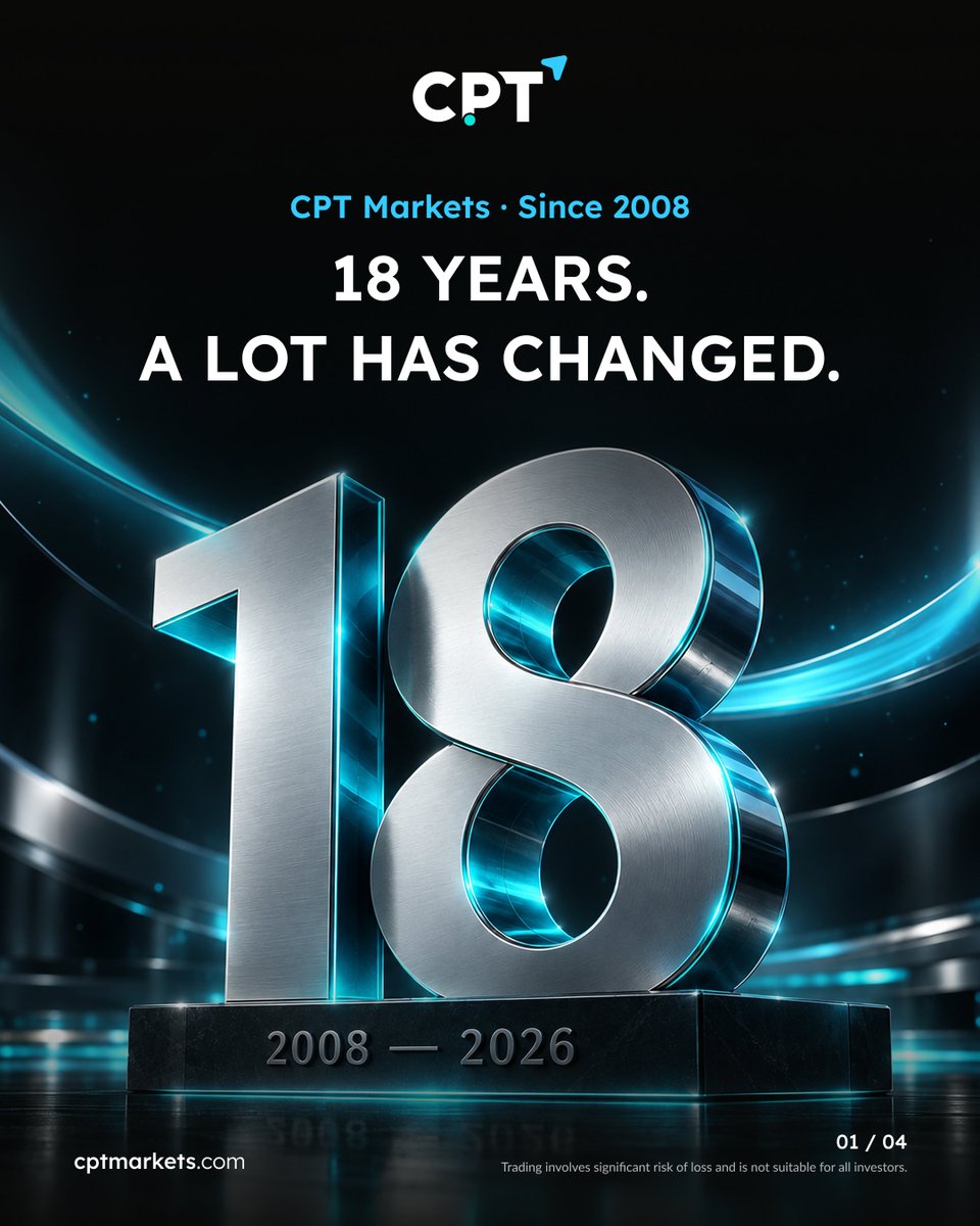 CPTMarkets_Intl's tweet photo. 2008 → 2026. Markets changed. So did we.

New technology. New platforms. New ways to access global markets.

18 years and more than 1 million clients later, we’re still moving.

On to what’s next. 🌍

#CPTMarkets #18Years #GlobalMarkets https://t.co/c25gppX9SB