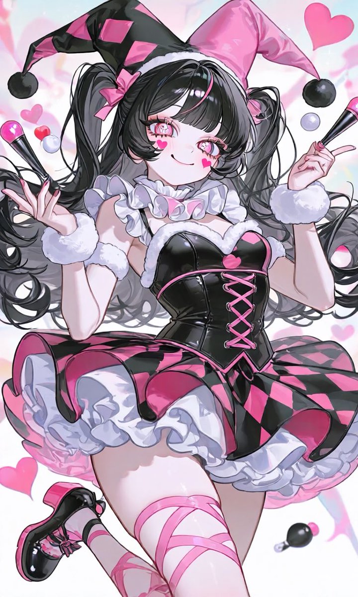 miuc_q's tweet photo. 🎪プロンプト配布🎪

プリティダークピエロちゃんコーデです💘
♡♡♡の部分に好きな色いれてね
引用RTでみせてください😙 https://t.co/BjjiUjAzT1