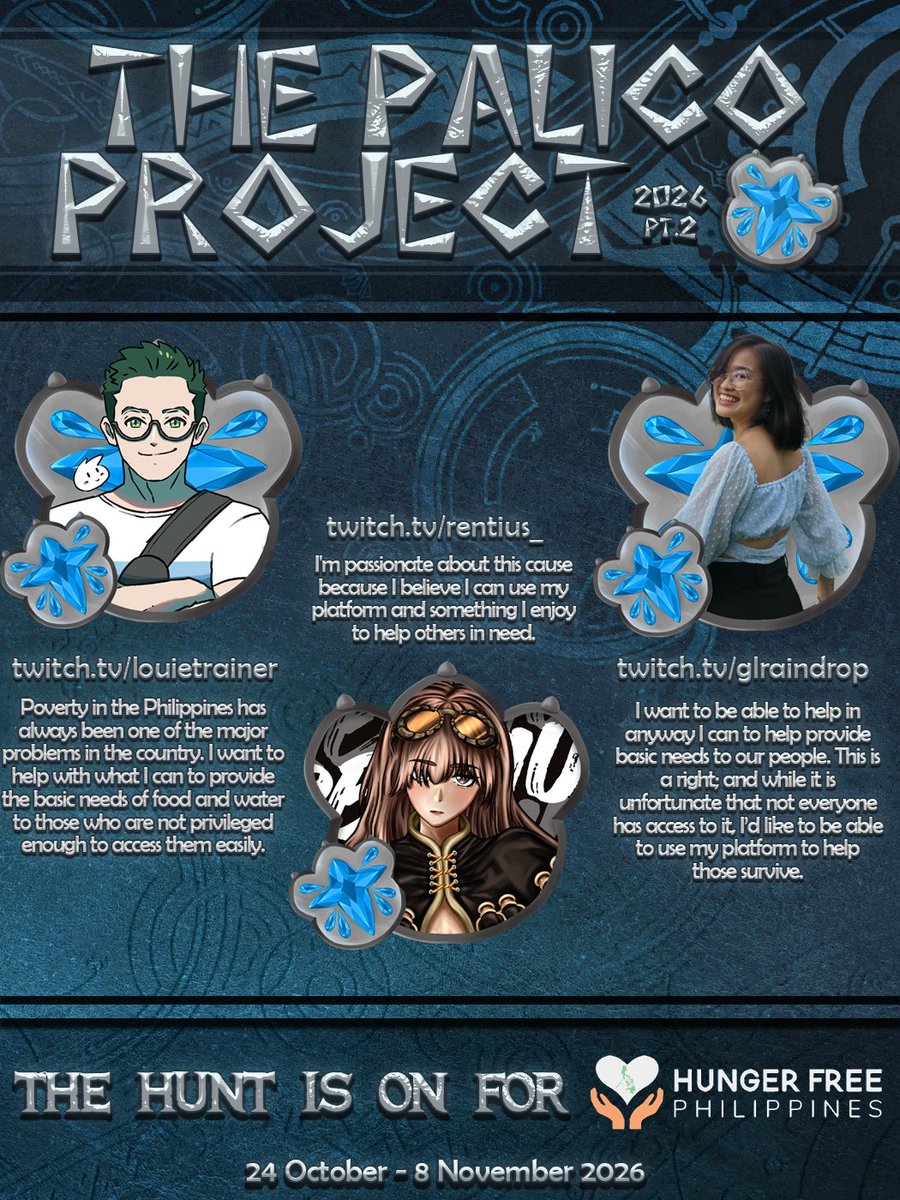 PalicoProject's tweet photo. The Filipino representation in #PalicoProject is real! Here is what some of the Hunters from the Philippine fleet have to say in support of @HungerfreePhils.

Join @glraindrop @rentius_ @trainerlouie and several others in their hunt for a hunger free world! https://t.co/zQlKF9Xe9z