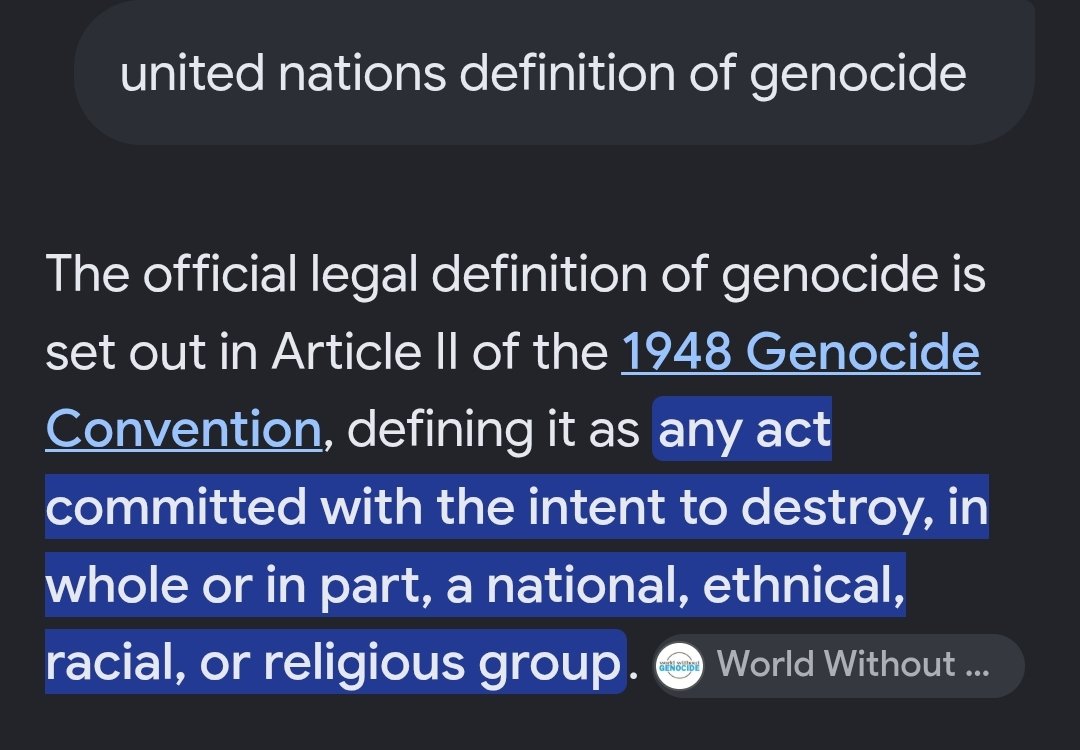 Suttisan78's tweet photo. @Geiger_Capital This is literally the UN definition of genocide. https://t.co/grsRR5O6gK