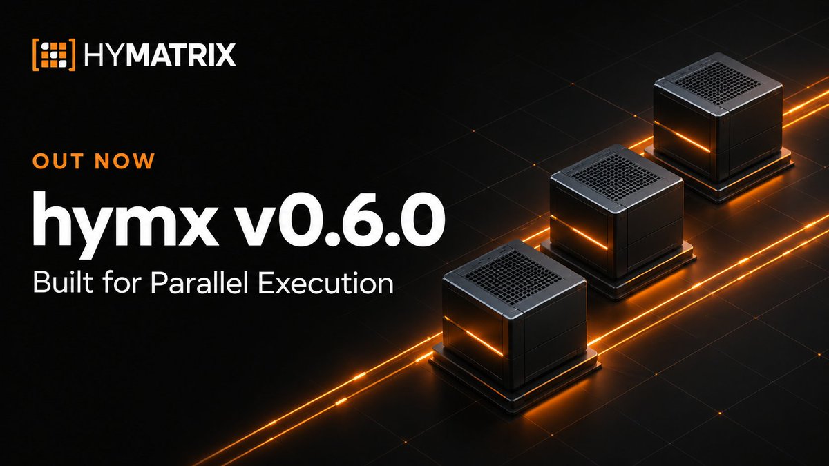 HyMatrixOrg's tweet photo. HyMatrix hymx v0.6.0 is live 🚀

⚡ Parallel execution across VMs.
🎛️ Optional checkpoints.
📦 Redis-backed outbox queues.

More control for decentralized compute.
Release notes &amp; downloads:
https://t.co/22juX5FZkZ

#HyMatrix #AI #AIAgent #DecentralizedCompute #Web3 https://t.co/HUedfivqsX