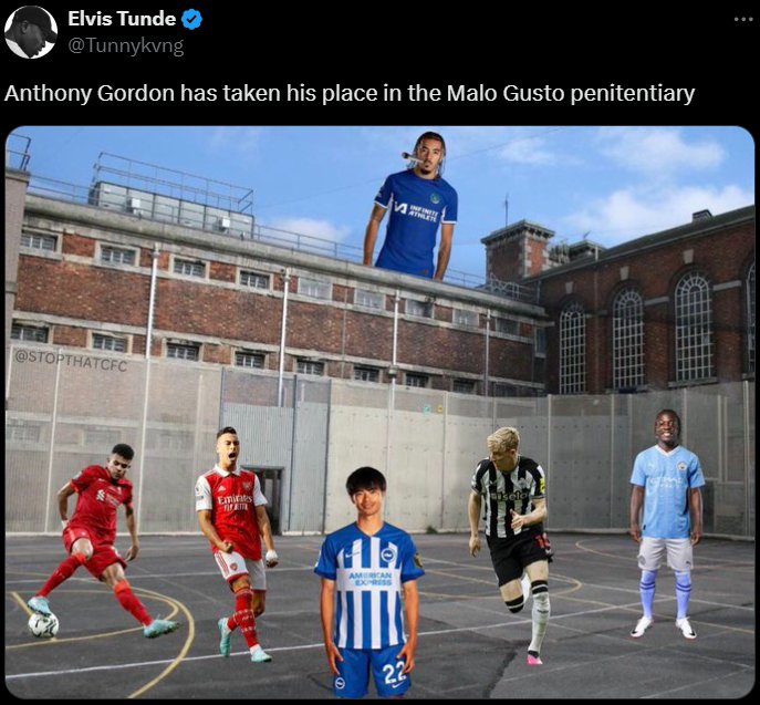ZedVader01's tweet photo. Funny, I remember in his first season at Chelsea he regularly locked up Left Wingers during matches, the "Gusto penitentiary" as we used to say. I wonder what the turning point was. https://t.co/2Bo4FuG83B