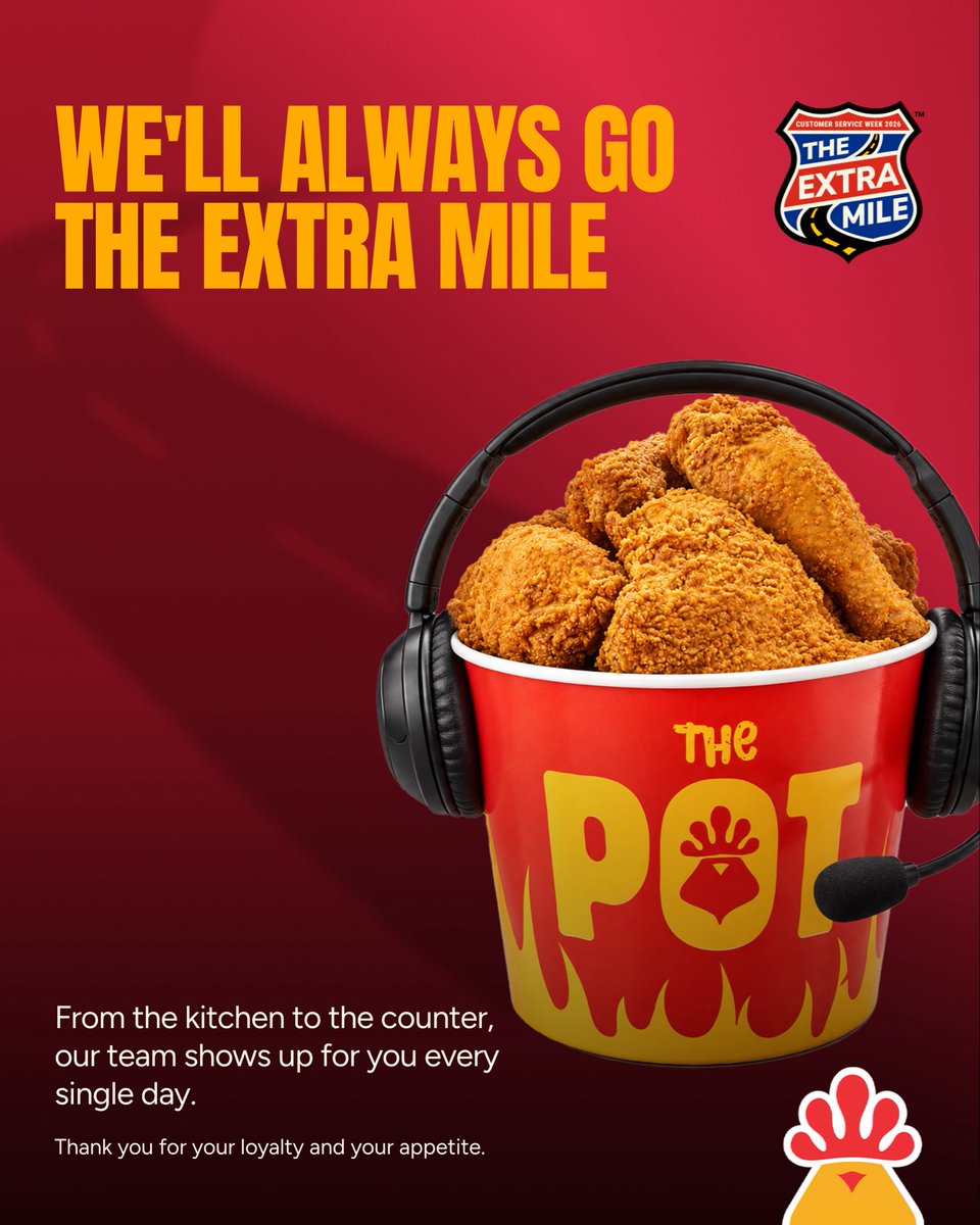 ChickenRepublic's tweet photo. Happy Customer Service Week, Citizens! 🙌 

This week, we go the extra mile for you too.

#ChickenRepublic #TheExtraMile https://t.co/o4vNzxuA3C