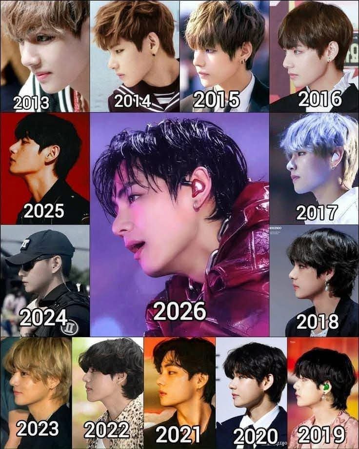 __BTS_V95's tweet photo. 12 years of evolution, one Taehyung. Still breathtaking. 💜🔥 https://t.co/3KXDdsOrBe