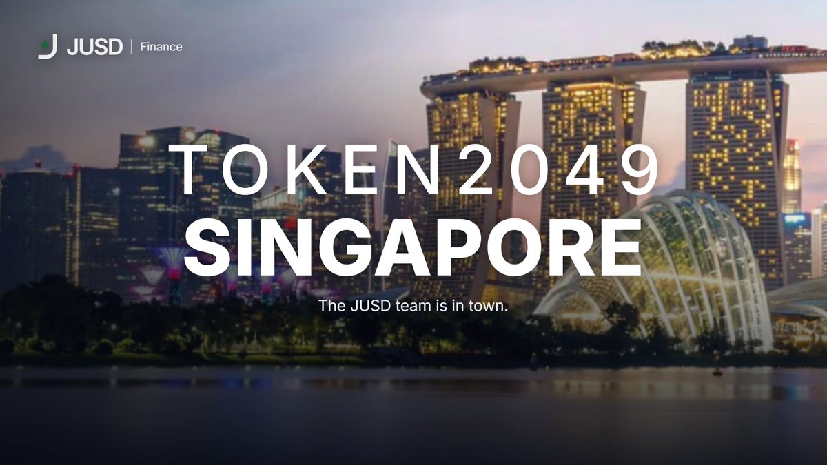 jusd_finance's tweet photo. Singapore, we're in town 🇸🇬  

The JUSD team is at @token2049 all week. 

If you spot the J around the venue, come say gm 👋 https://t.co/llL0G7gxwj