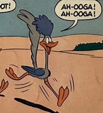 OrangeOceanSky's tweet photo. The Beep Beep comics are their own beast but I'm delighted and the road runner children are called "the Little Beeps" at least once. Anyway, ah-ooga. https://t.co/u2vlFvUQNB