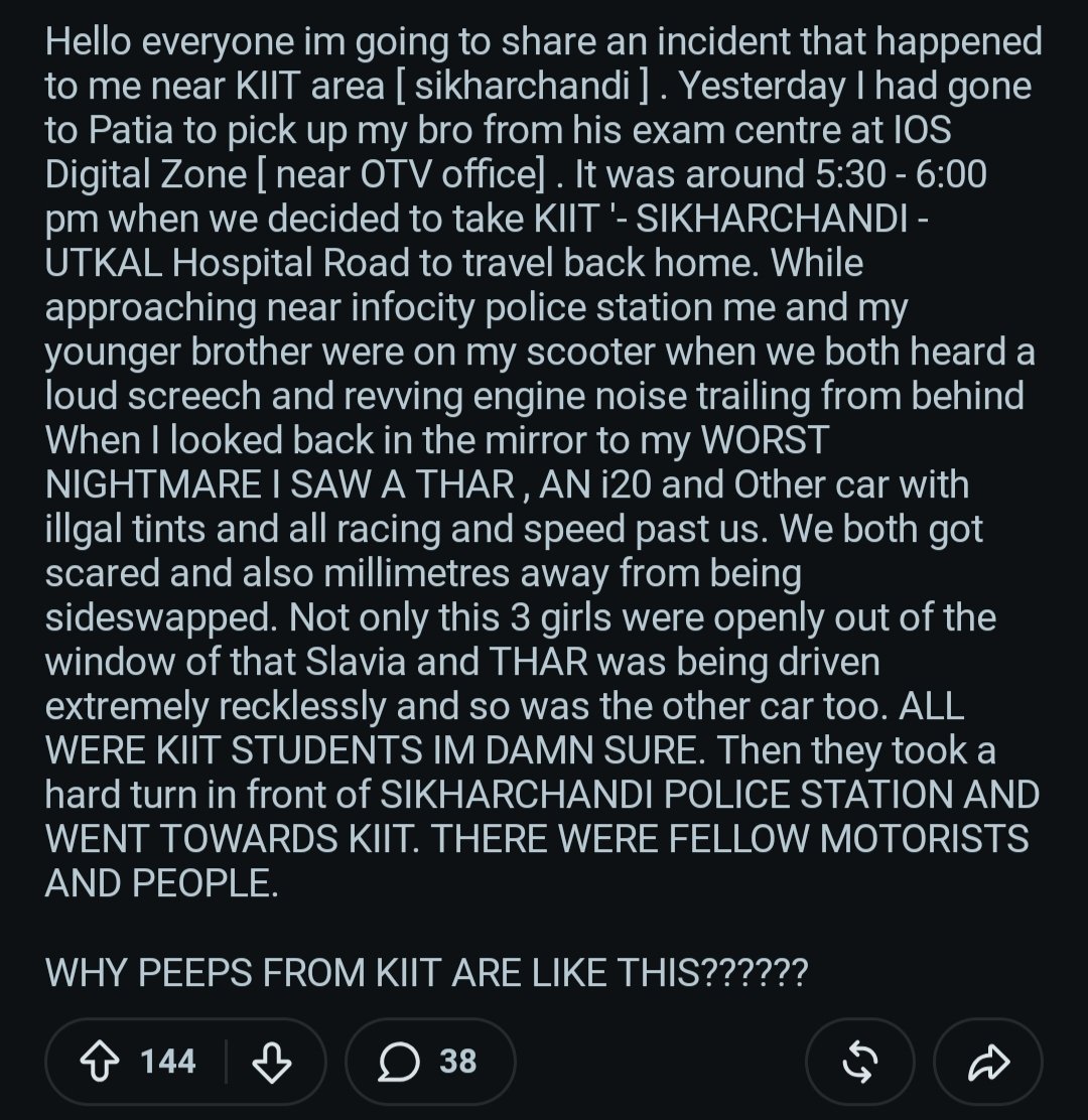 subuNFT's tweet photo. A really disturbing incident that happened to me yesterday and I am traumatised now . KIIT area.

#bhubaneswar #kiit #disturbing https://t.co/kBAxESd09h