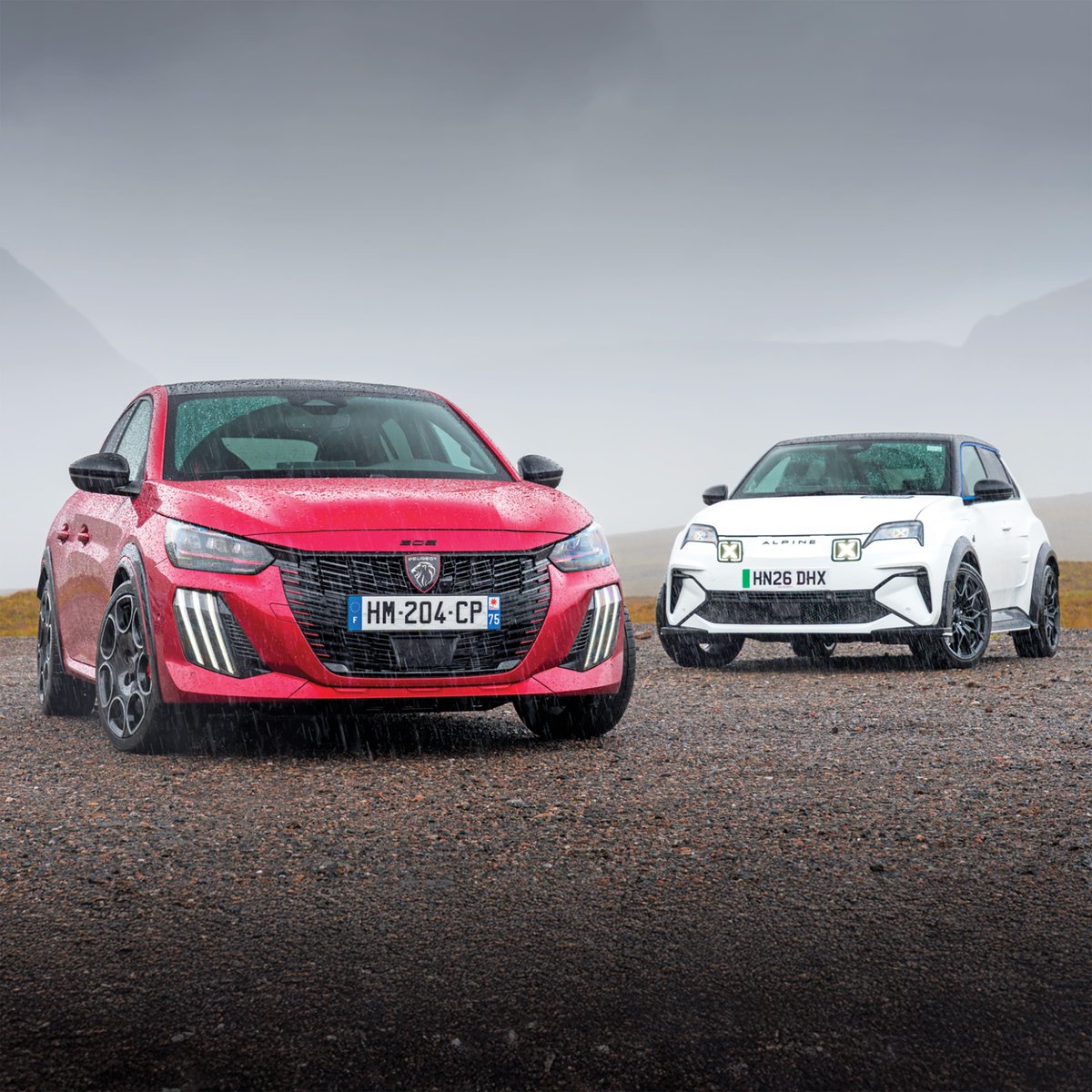 AutoExpress's tweet photo. En garde! Peugeot vs Alpine in the ultimate French electric hot hatch duel! https://t.co/Bw0foFYOcx