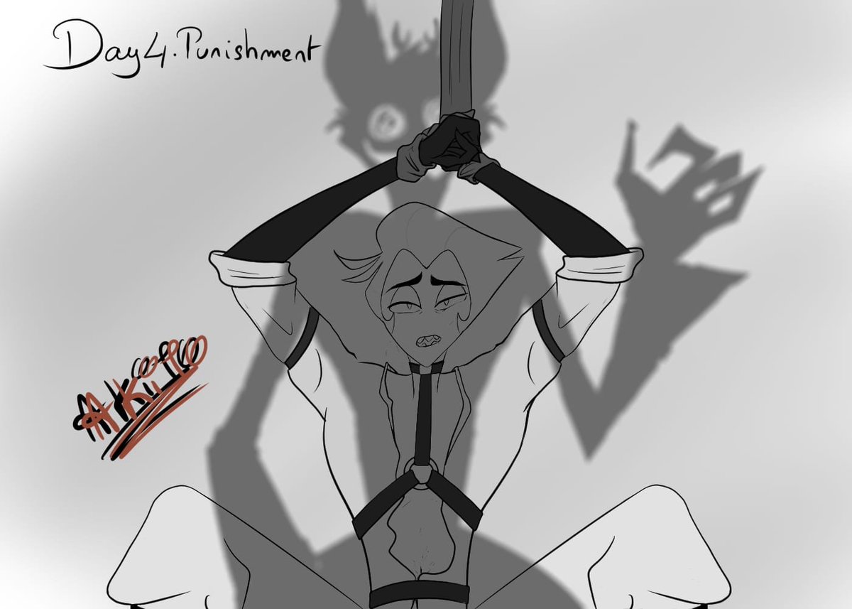 Akitobaskervill's tweet photo. Day 4: Punishment. Let me reassure you right away: Lucifer is consenting!! 

#radioappletober #radioapple #appleradio #bambilu https://t.co/W6hUUXwBlT
