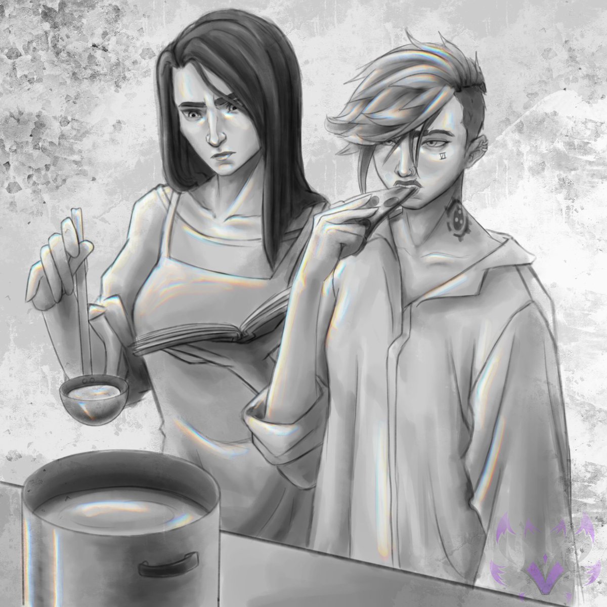 Vaporshine's tweet photo. Vi is literally me - I can't cook, so pizza instead lol
Day 5: Cooking
#caitvifanart #arcane #arcanefanart #vi #vifanart #caitlyn #caitlynfanart #wlw #leagueoflegends #leagueoflegendsfanart  #wlwart #lesbians https://t.co/uMc7Nx435S
