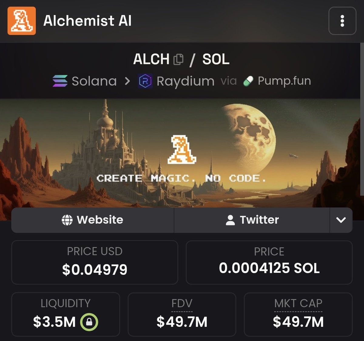 tilpu49's tweet photo. $ALCH 49M-490M soon 🫣. https://t.co/LL5WDd2ABi