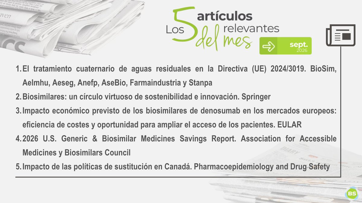 BioSim_es's tweet photo. 📢📚Ya están disponibles los 5 artículos más relevantes sobre #biosimilares del mes de septiembre.

🟢Si quieres conocer cuáles son esos artículos, entra en el siguiente enlace👇
https://t.co/rZoRUE561i https://t.co/9lA0k4FbXG
