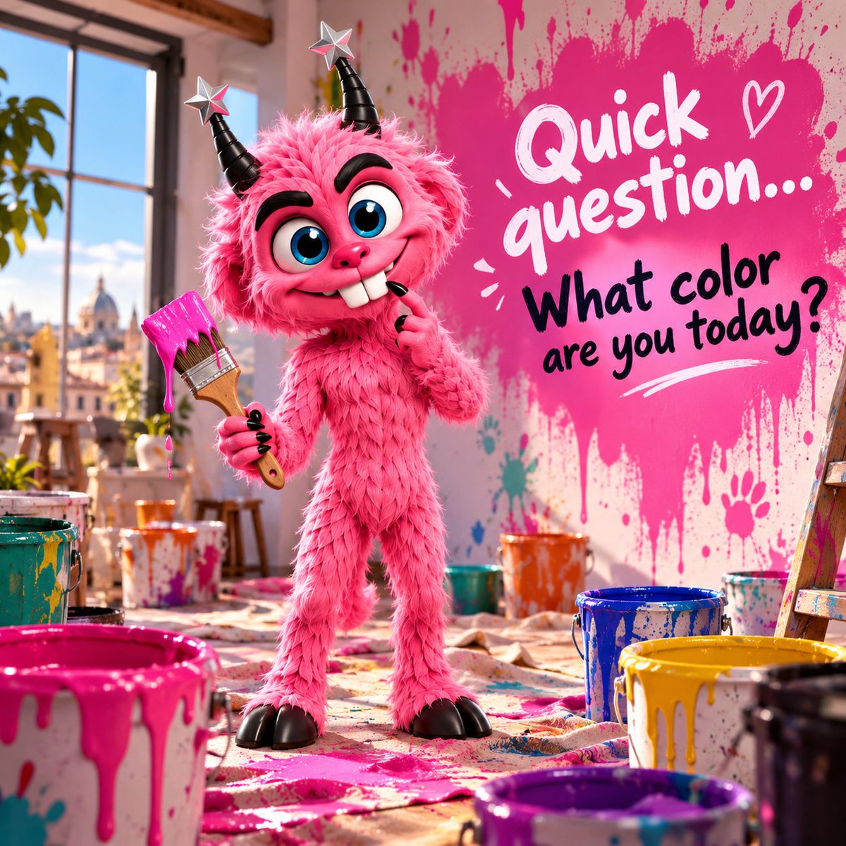 MeetBauBau's tweet photo. BauBau wants to know… 🎨👀
What color matches your mood today?
I’m obviously pink. Always pink. 😁🩷
Tell me yours ↓
#MeetBauBau #BauBau #PinkMonster #MonsterLife #DailyBauBau #FunnyMonster https://t.co/KwMEGqMtLB