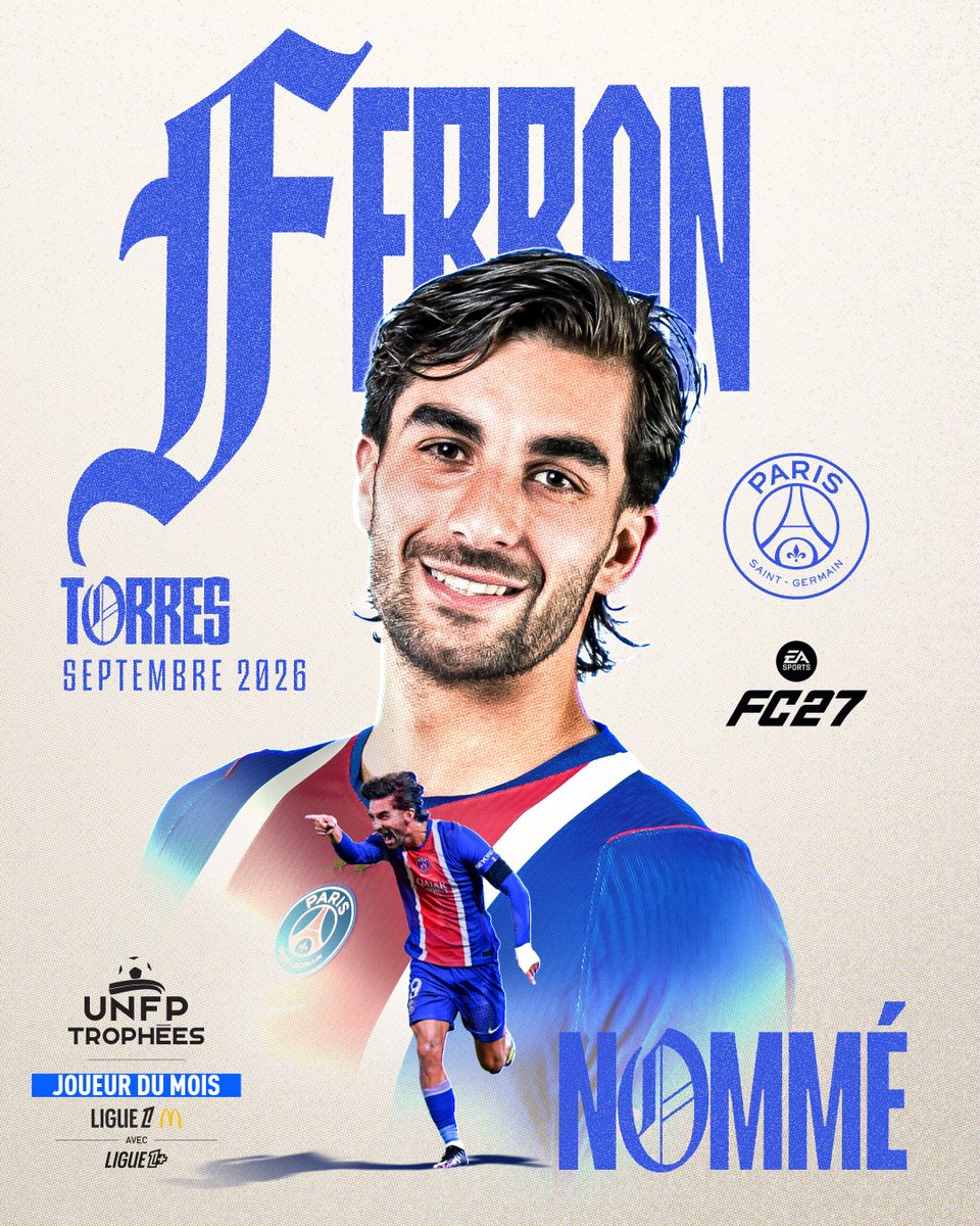 PSG_inside's tweet photo. 🏆 Ferran est nommé pour être désigné Joueur du mois de septembre en @Ligue1 !

🗳️ https://t.co/ETBWWCulHW

#TropheesUNFP I #Ligue1McDonalds https://t.co/edfCsM89qK