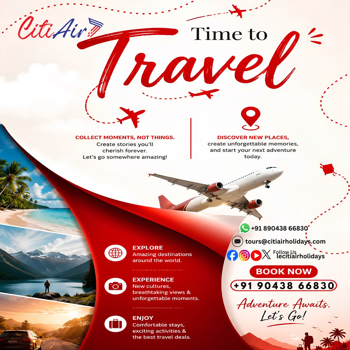 amandaynae's tweet photo. It’s time to travel. Discover new places, unforgettable moments, and exciting adventures with Le Citiair &amp; Holidays. Tours, flights, hotels, visas, Umrah, cruises, and holiday packages. Pack your bags. Choose your destination. Make memories that https://t.co/2sv0yqJWBo
