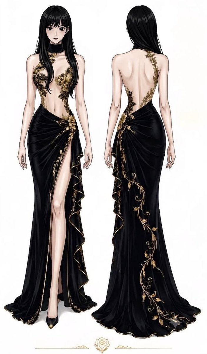 gothicornate_'s tweet photo. black lace, gold detailing, and a beautifully fitted silhouette https://t.co/19jt5P9Grd