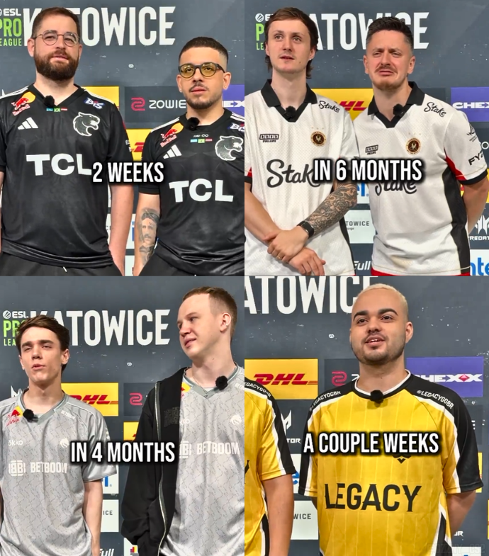 Ozzny_CS2's tweet photo. ESL asked CS2 Pros if they could become Tier 1 Pros in VALORANT in 2 years and there's their answers 😭

> apEX: "In 6 months... I could be the best IGL of all time in 1 year"

> zont1x: "I can do it in 4 months"

> XANTARES: "I think easily"

> FalleN: "2 weeks"

> KSCERATO: "Easy... 1 week, easy"

> n1ssim: "A couple of weeks"

> Dumau: "2 months max"

> xertioN, Spinx, Aleksib, iM, JamYoung & woxic: "Yes"