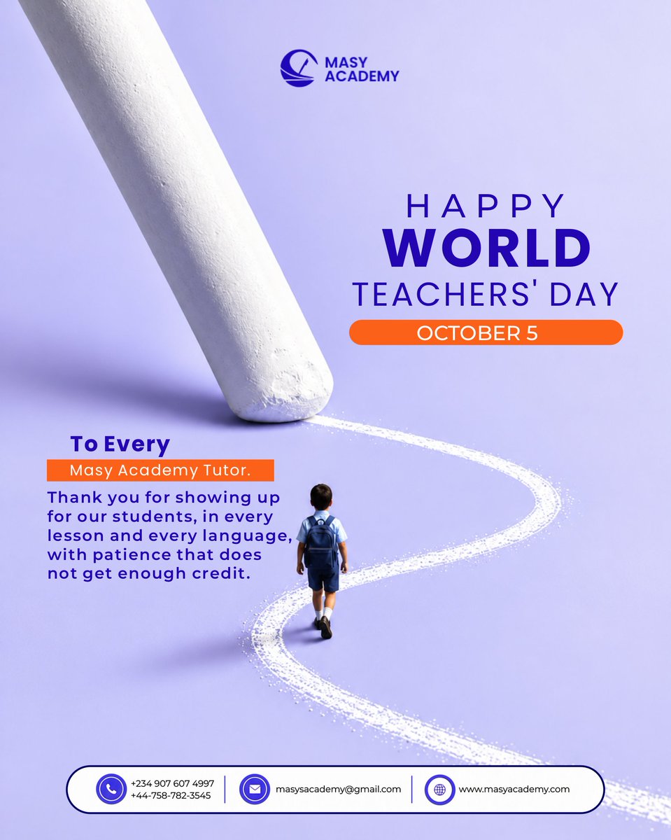 masyacademy's tweet photo. Happy World Teachers' Day to every Masy Academy tutor. 

Thank you for showing up for our students, in every lesson and every language. https://t.co/LNPKmK9wkG