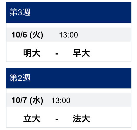 bunbun2896's tweet photo. 東京六大学⚾️秋季リーグ
第4週は慶応と早稲田が勝ち点を上げました。
法政が慶応に土を付け、全勝校が無くなりました。

雨の影響で日程が遅れていた明治×早稲田、立教×法政の3回戦が明日から行われる予定です。 https://t.co/EC7XpAu8Wr