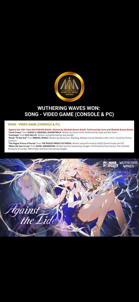 Howardnehn's tweet photo. @JustAGuy1610 HoYo players are furious at Wuthering Waves because they’re always boasting about the story and music of HoYo games, yet those games have never won any awards for music or narrative. Meanwhile, Wuthering Waves took home all of those awards instead. https://t.co/YVbEDGcygy
