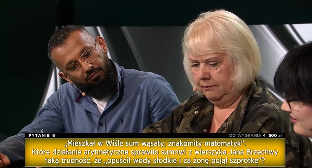 ZenekTonieten's tweet photo. Wygrywasz licytację, masz przywilej wyboru kategorii, stawiasz na matematykę, bo jesteś z niej dobry i dostajesz takie pytanie. Co za absurd 🤦🏻‍♂️ https://t.co/dz5L2KxvIm