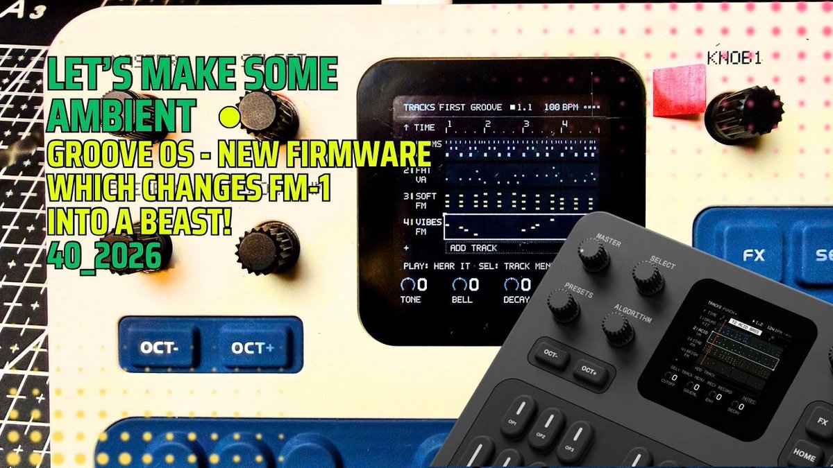 kassersynths's tweet photo. FM-1 firmware No. 3: Groove OS.
The stock Dexed-derived 6-op FM, wrapped in an 8-track groovebox.
On the FM-1 the voice is code.
On a YM2612 it's silicon.
Would you rather your FM live in firmware or in silicon?
https://t.co/zxz4LWOSMb
#FMsynthesis #MVAVE https://t.co/mwhpdWZ28l
