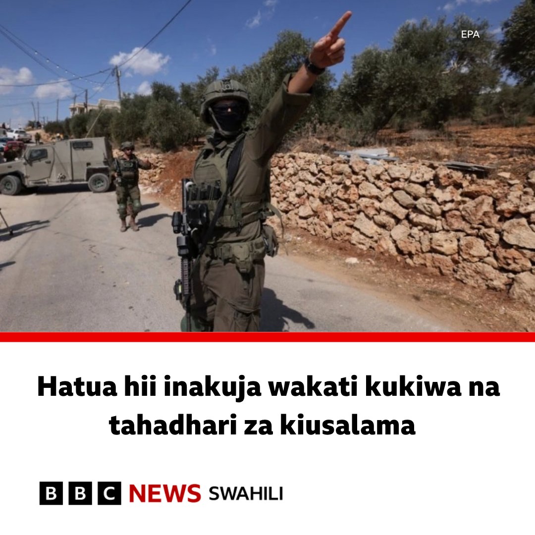 bbcswahili's tweet photo. Israel yafunga eneo la Ukingo wa Magharibi na vivuko vya Gaza kuelekea maadhimisho ya Oktoba 7
https://t.co/B46KdP1LtT https://t.co/XGl47V0ysy