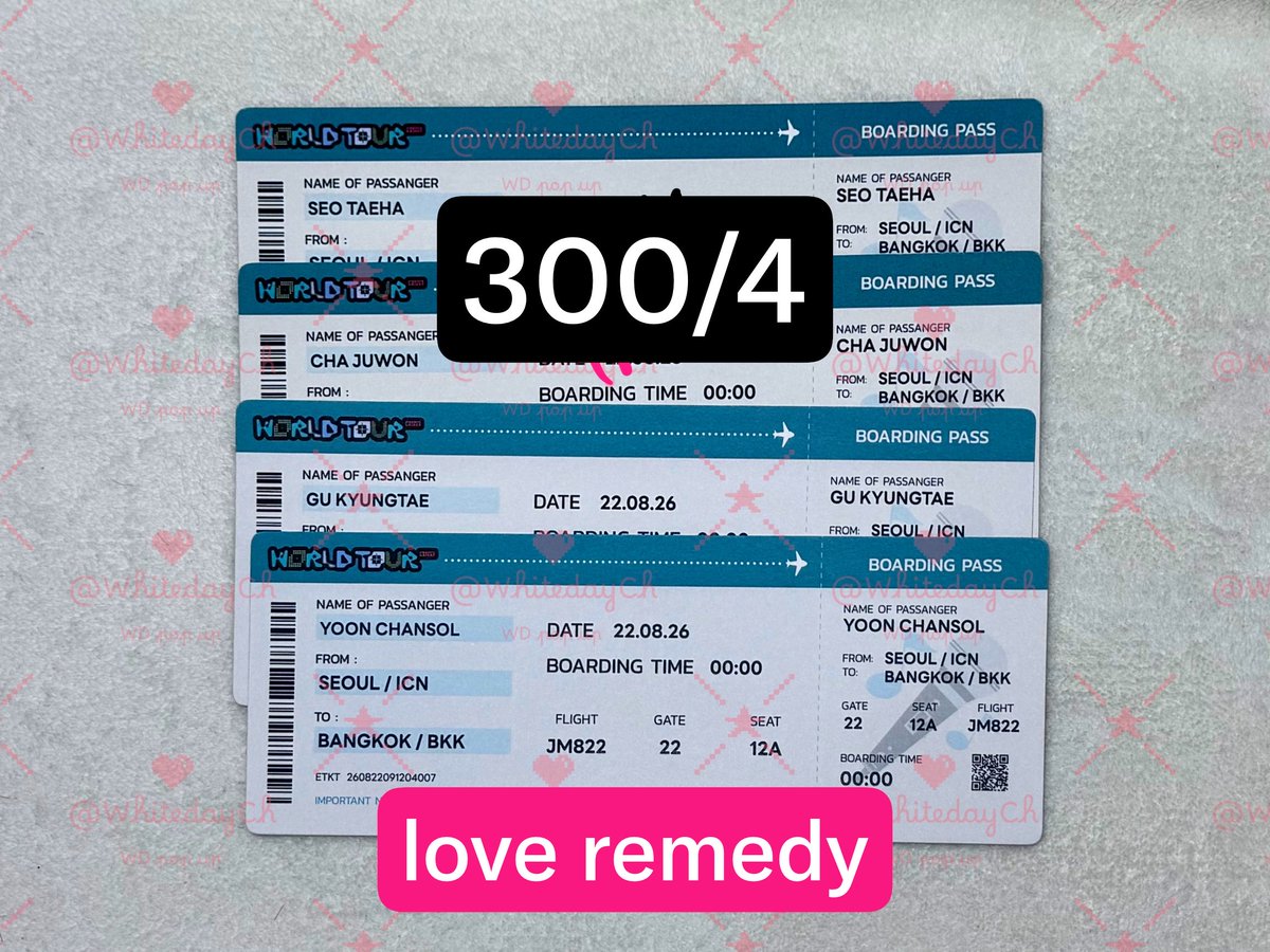 WDpopup's tweet photo. ปล่อยแฝด WTS  
#WORLDTOURLIVE #WORLDTOURTH 🇹🇭

 *อาจมีตำหนิโรงานของคนไม่ซี* 
Boarding pass World tour TH
🩷Love remedy 300/4
🐶you are so lovely 300/2

อ่านรายละเอียดต้นโพสต์ก่อน  
 #ตลาดนัดมันฮวา #ตลาดนัดmanhwa https://t.co/92vJSKWwMY